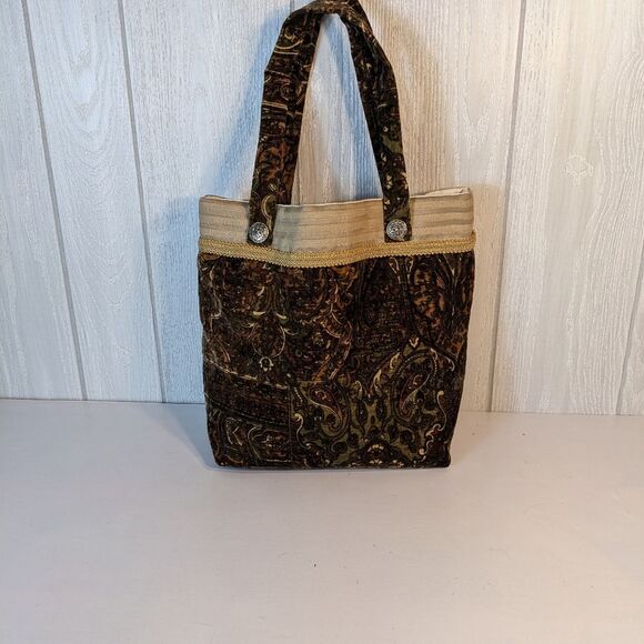 VTG Handmade Velour Should Bag / Tote Paisley EUC - Picture 7 of 10